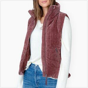 Dylan Velvet Puffer Vest Purple Mauve Zip Front Sleeveless Jacket NWT NEW XS